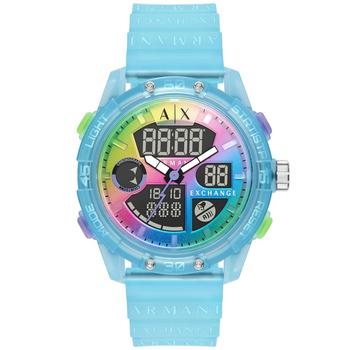 商品Armani Exchange | Men's Analog-Digital Blue Silicone Strap Watch,商家Macy's,价格¥807图片