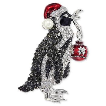 商品Holiday Lane | Silver-Tone Crystal & Imitation Pearl Penguin Pin, Created for Macy's,商家Macy's,价格¥189图片