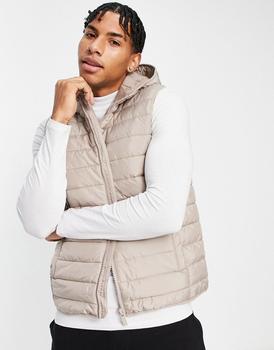 product New Look hooded puffer gilet in stone image