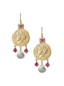 Chan Luu是什么牌子, Chan Luu | 18K-Gold-Plated & Multi-Gemstone Coin Drop Earrings商品图片 