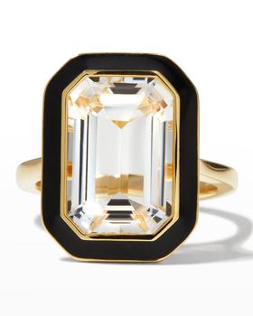 商品Goshwara | 18K Queen Rock Crystal Black Enamel Ring, Size 6.5,商家Neiman Marcus,价格¥18152图片