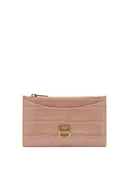 巴黎世家沙漏包价格, Balenciaga | Hourglass zipped croc-effect leather cardholder商品图片 