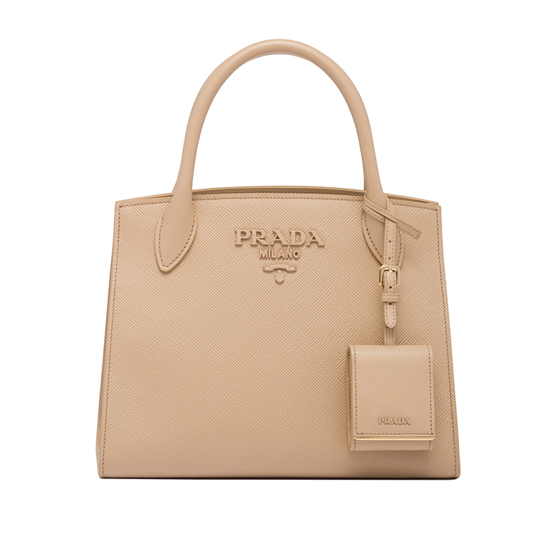 prada包好不好, Prada | PRADA/普拉达 22新款 Monochrome系列 女士小号砂米黄saffiano皮革金属徽标侧面按扣拆卸徽标印花肩带手提单肩斜挎包1BA156_2ERX_F0036_V_3OO商品图片 包邮包税