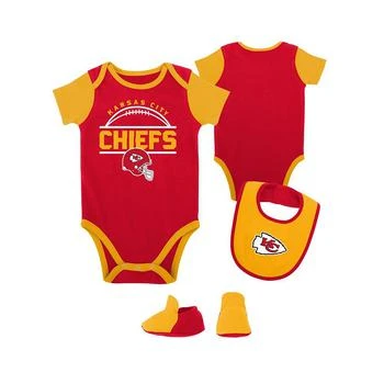 Outerstuff | Baby Boys and Girls Red, Gold Kansas City Chiefs Home Field Advantage Three-Piece Bodysuit, Bib and Booties Set,商家Macy's,价格¥238