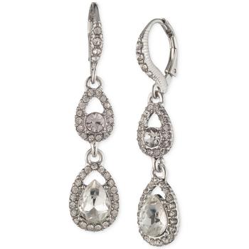 Givenchy | Silver-Tone Pavé Crystal Open Pear Double Drop Earrings商品图片,