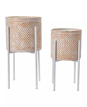 Storied Home | Modern Boho Embossed Metal Planters with Stands,商家Macy's,价格¥860