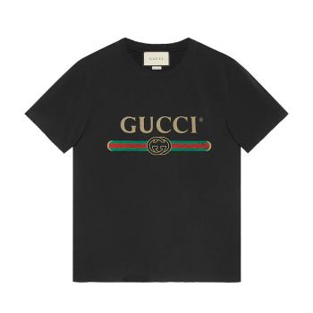 Gucci | 【预售3-7天】GUCCI/古驰  男士黑色印花字母大码短袖T恤商品图片,7.9折×额外9.5折, 包邮包税, 额外九五折