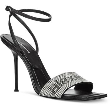 亚历山大王鞋, Alexander Wang | Alexander Wang Womens Julie Ankle Strap Crystal Logo Leather Logo Heels商品图片 4.9折