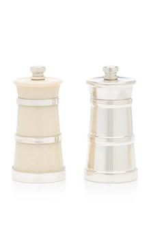 商品Moda Domus - Silver Pepper and Ivory Salt Shaker Set - Color: Multi - Material: Silver - Moda Operandi图片