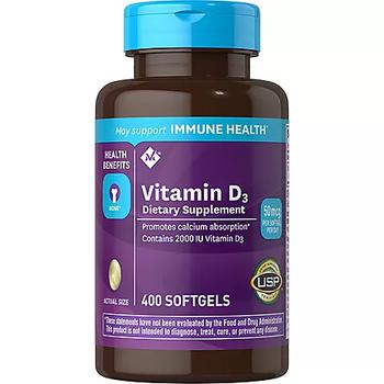 商品Member's Mark | Member's Mark Vitamin D3 50 mcg (2000 IU) Dietary Supplement (400 ct.),商家Sam's Club,价格¥59图片