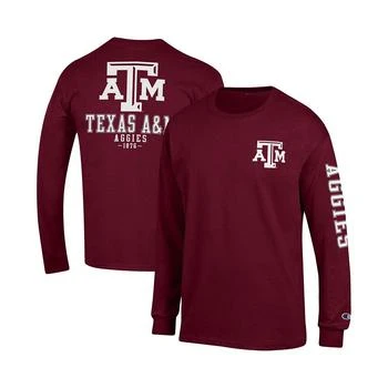 CHAMPION | Men's Maroon Texas A&M Aggies Team Stack Long Sleeve T-shirt 