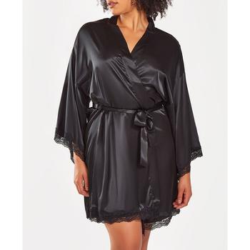 商品iCollection | Plus Size Silky Laced Trim Short Robe,商家Macy's,价格¥657图片