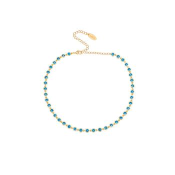 商品Ettika Jewelry | Aqua Cubic Zirconia Disc and 18K Gold Plated Link Necklace,商家Macy's,价格¥573图片
