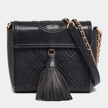 tory burch fleming真假, [二手商品] Tory Burch | Tory Burch Black Leather Fleming Tassel Crossbody Bag商品图片 5.9折