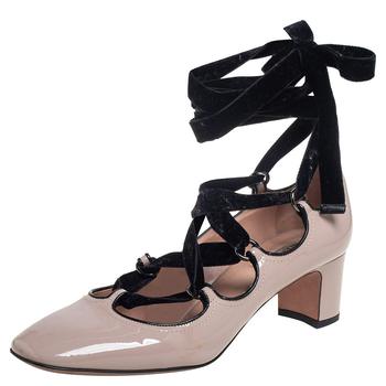 美国valentino鞋, [二手商品] Valentino | Valentino Beige/Black Square Toe Crisscross Lace-Up Pumps Size 39商品图片 2.5折