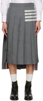 Thom Browne | Grey 4-Bar Midi Skirt商品图片,独家减免邮费