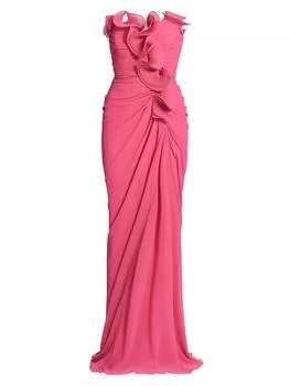 Badgley Mischka | Ruffled Georgette Strapless Gown,商家Saks Fifth Avenue,价格¥5214
