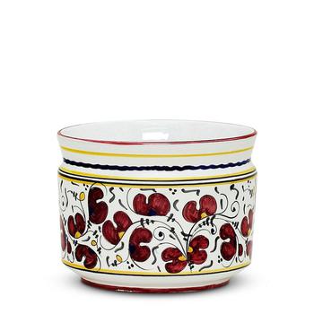 商品Artistica - Deruta of Italy | Orvieto Red Rooster: Cylindrical Cover Pot Cachepot Planter (Small),商家Verishop,价格¥1245图片