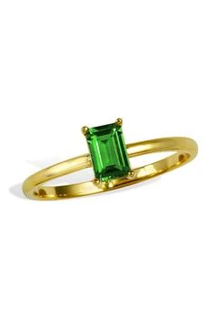 Savvy Cie Jewels | May Birthstone Gold Vermeil Baguette Lab Created Emerald Ring,商家Nordstrom Rack,价格¥336
