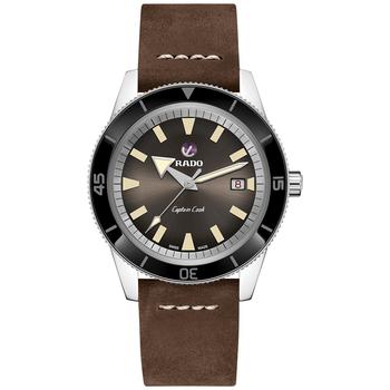 雷达男表, Rado | Men's Swiss Automatic Captain Cook Traditional Brown Leather Strap Diver Watch 42mm商品图片 