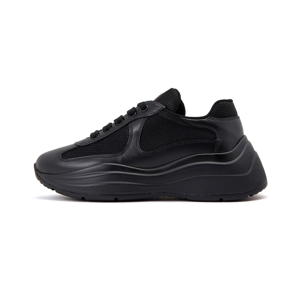Prada | PRADA 女士黑色皮革织物拼接休闲运动鞋 3E6420-6GW-F0002商品图片,独家减免邮费