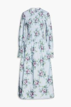 Ganni | Shirred floral-print organic cotton-poplin midi dress 2.0折