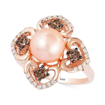 商品Le Vian | Chocolatier® Pink Freshwater Pearl (8mm) and Diamond (5/8 ct. t.w.) Flower Ring in 14k Rose Gold,商家Macy's,价格¥22738图片