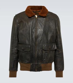 product Shearling collar leather jacket image