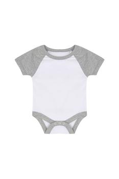 essentials短袖, Larkwood | Larkwood Baby Boys/Girls Essential Short Sleeve Baseball Bodysuit (White/Heather Gray) White/Heather Gray商品图片 9.3折