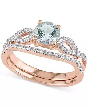 Macy's | Aquamarine (5/8 ct. t.w.) & Diamond (1/6 ct. t.w.) Infinity Bridal Set in 10k Rose Gold,商家Macy's,价格¥6940