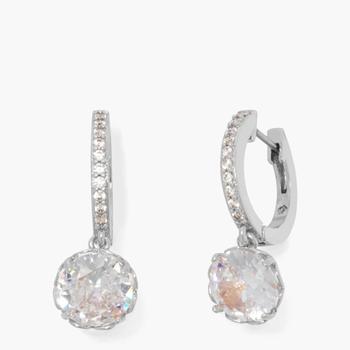kate spade new york, Kate Spade | Kate Spade New York Women's Pave Huggies - Clear/Silver商品图片 