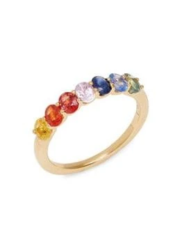 Effy ENY | 14K Goldplated Sterling Silver & Multi Color Sapphire Band Ring,商家Saks OFF 5TH,价格¥2147