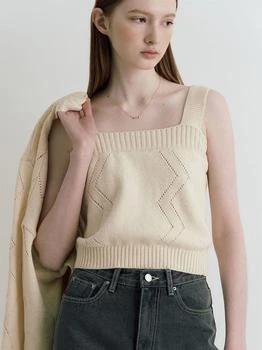 ADAUL | Zigzag Square Neck Button Knit Sleeveless _ Cream,商家W Concept,价格¥574