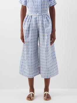 推荐Yannick geometric-print cotton-lawn trousers商品