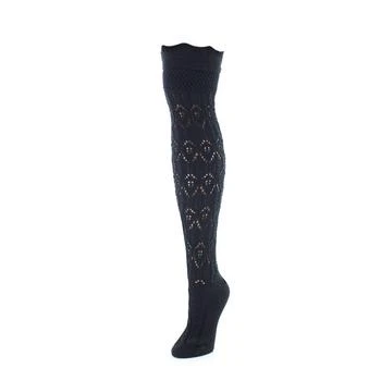 Memoi | Women's Diamond Pointelle Chunky Knit Over-The-Knee Warm Socks 