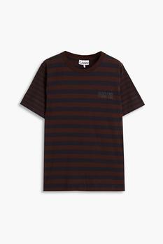 Ganni | Striped organic cotton-jersey T-shirt商品图片,4.4折