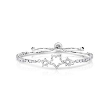 product Cubic Zirconia Star Adjustable Bolo Bracelet In Silver Plate image