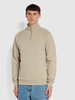 推荐Farah Vintage Organic Cotton Jim 1/4 Zip Sweatshirt - Smokey Brown商品