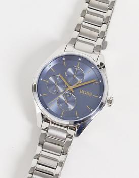 推荐BOSS womens blue dial chronograph bracelet watch in silver 1502583商品