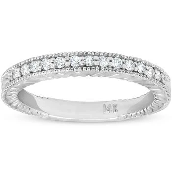 Pompeii3 | 1/5ct Diamond Vintage Womens Wedding Ring Stackable 14k White Gold Band,商家Premium Outlets,价格¥3578