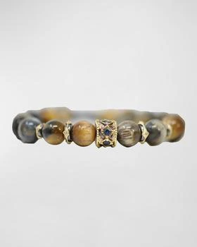 Armenta | Men's Old World Tiger's Eye Beaded Bracelet with Diamonds and Sapphires,商家Neiman Marcus,价格¥18877