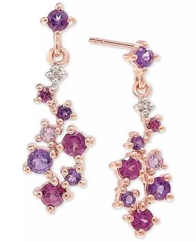 Macy's | Multi-Gemstone Cluster Drop Earrings (5/8 ct. t.w.) in 14k Gold-Plated Sterling Silver,商家Macy's,价格¥1157