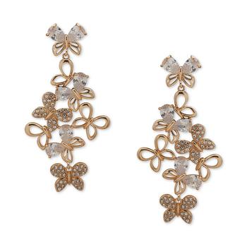 Anne Klein | Gold-Tone Crystal Butterfly Chandelier Drop Earrings商品图片,