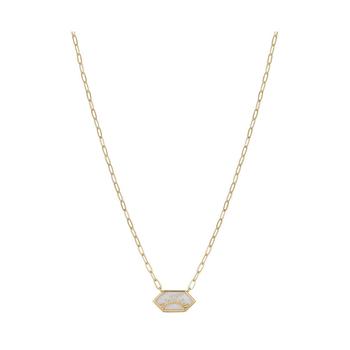 Unwritten | 14K Gold Flash Plated Mother of Pearl Inlay Sunrise Paperclip Chain Pendant Necklace商品图片,5折×额外8折, 独家减免邮费, 额外八折