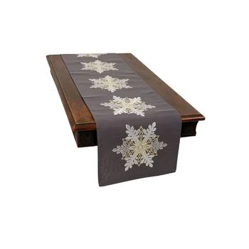 Manor Luxe | Sparkling Snowflakes Embroidered Double Layer Christmas Table Runner,商家Macy's,价格¥432