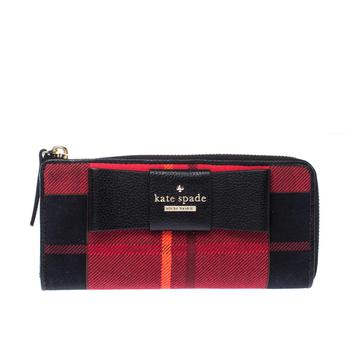 kate spade帆布包, [二手商品] Kate Spade | Kate Spade Red/Black Checkered Canvas Julia Street Plaid Nisha Wallet商品图片 4.4折
