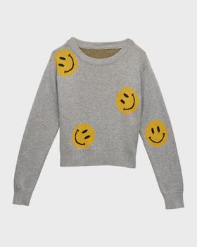 商品Flowers By Zoe | Girl's Happy Face Intarsia Sweater, Size 4-6,商家Neiman Marcus,价格¥669图片
