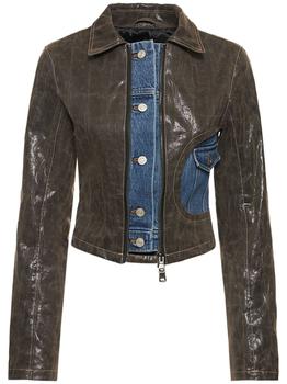 商品Faux Leather Lance Denim Jacket图片
