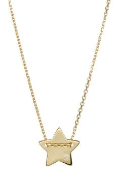 ADORNIA | 14K Yellow Gold Plated Diamond Detail Star Charm Necklace - 0.01 ctw,商家Nordstrom Rack,价格¥147