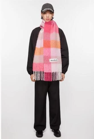 Acne Studios | Acne Studios 男女冬季保暖格纹多色流苏彩虹围巾羊毛披肩两用,商家C-L'Amour,价格¥1675